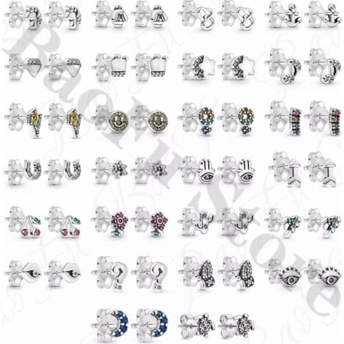 Authentic 925 Sterling Silver Earrings Shiny ME Series Earrings Suitable For European Attractive Women DIY Fashion Jewelry