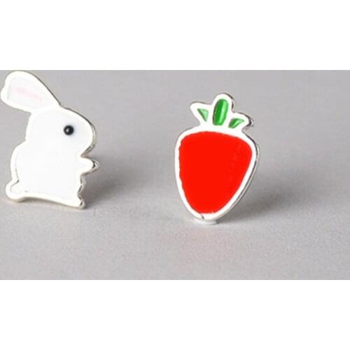 SHELA S925 SterlingSilver allergy free Animal Rabit Carrot Bunny Earrings for Women Stud Earrings Pendientes