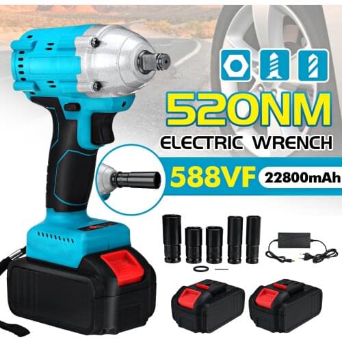 588VF 520N.m Cordless Impact Brushless Wrench Driver 1/2 Inch Electric Wrench Replacement for Makita Rechargeable Battery