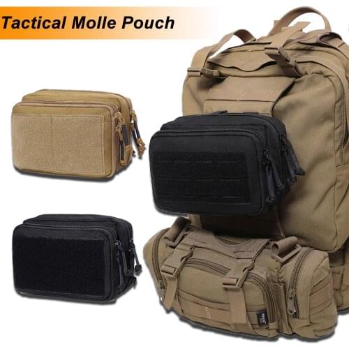 1000D Molle Pouch Tactical Double Layer Waist Pack EDC Utility Tool Pouch for Backpack Vest Outdoor Hunting Accessory Bags