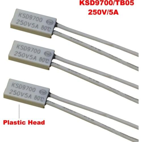 70 75 80 85 Degree Celsius KSD9700/TB05 250V 5A Normal Closed NC Small Thermal Protector Thermostat Temperature Control Switch
