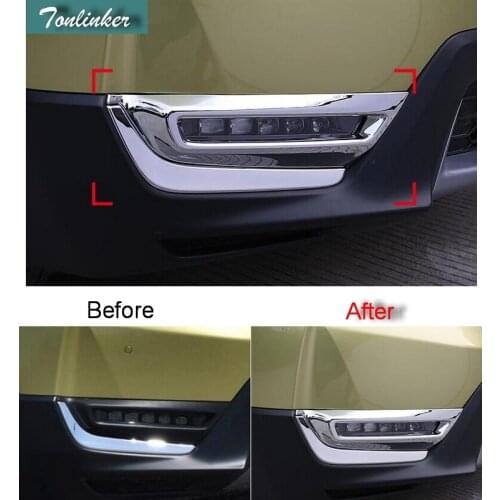 Tonlinker Cover Case Stickers for Honda CRV 2017 Car Styling 2 PCS ABS Chrome front fog light decoration cover case sticker