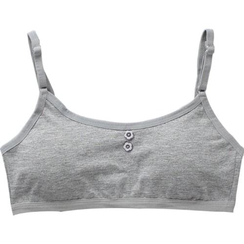 2021 New Teen Kids Girls Training Cotton Bras Thin Strap Top Underwear Sleeveless Vest Sport Raceback 4 Colors