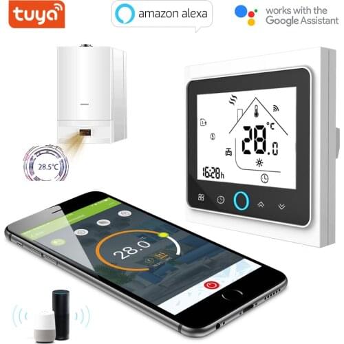 Tuya Wireless Wall Mounted Gas Boiler WIFI Thermostat EU 3A Valve radiator Linkage Controller for Dry contact &Passive contact