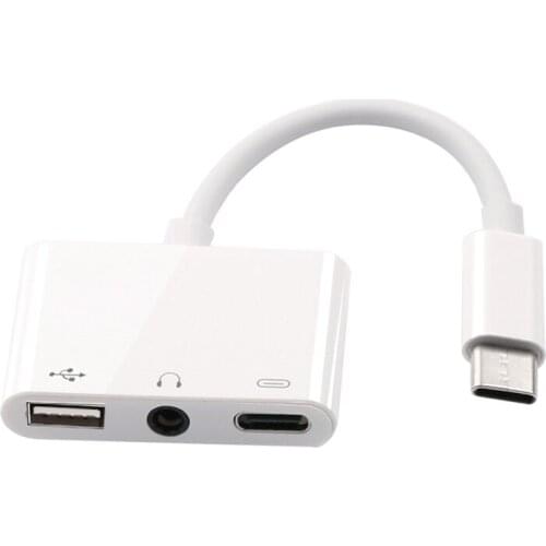 Usb C Female Otg Audio Adapter 3 in 1 Type-C To 3.5Mm Audio Usb Otg Card Reader and Pd Charging Port Splitter Adapter