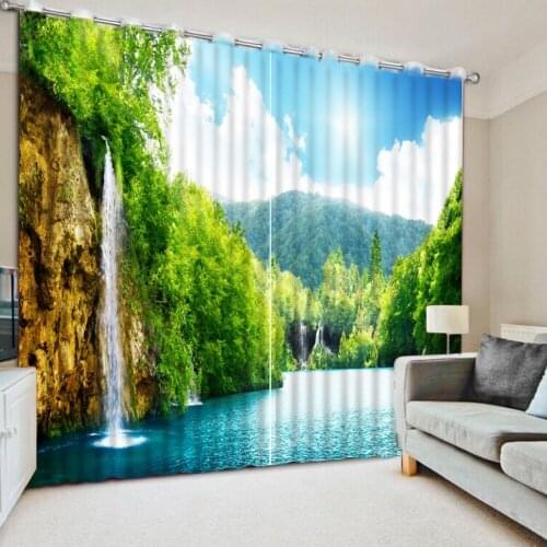 Custom Waterfall scenery window curtain Living room bedroom stereoscopic curtains Home Decoration