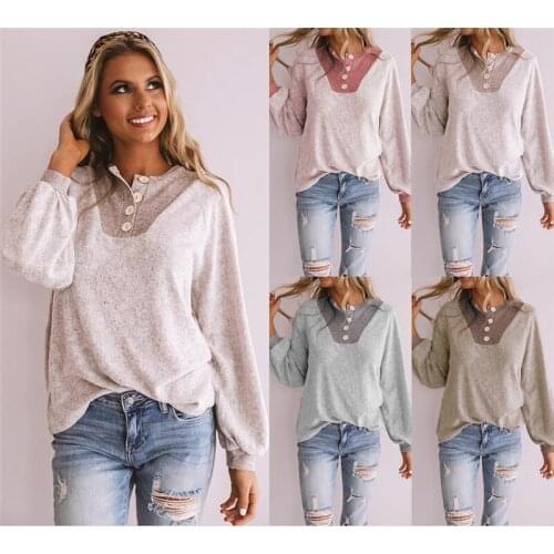 2021 New Autumn V Neck Sweater Women Loose Knitted Pullover Ladies Long Sleeve Sweater Female Hot Sale Button Stitching Knitwear