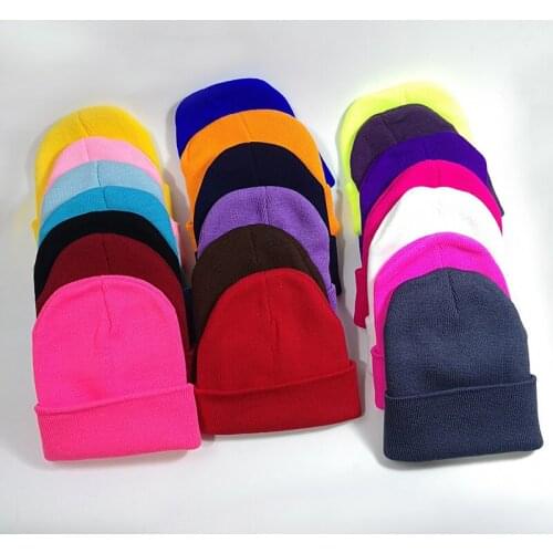 Winter Candy Color Knitted Beanie Hat For Men Women Outdoor Flanging Unisex Boys Girls Skuilles Beanies Caps casquettes homme