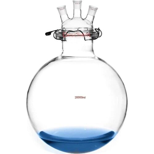 20000ml 24/29 Glass Reactor Three Necks 20L Lab Reaction Flask Vessel W/3-Neck Lid and Clamp