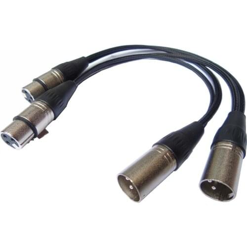 25pcs/lot hight quality Pro audio cable with 4 XLR connectors audio Extension Cable 0.18M