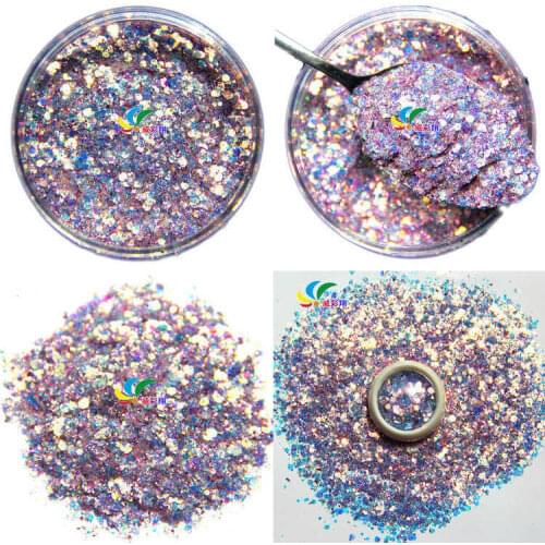 50g Fairy mixed glitter Nail Flake glitter sequins eye makeup green PET 8 colors gradient glitter for Nail Art wholesale
