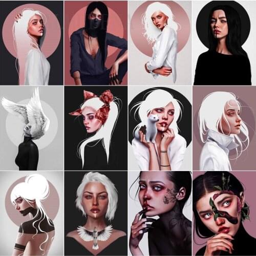 5D Gothic Style Art Photo Model Elegant Diamond Painting Nordic Style Cross Stitch Set Bead Embroidery Painting Home Decoration