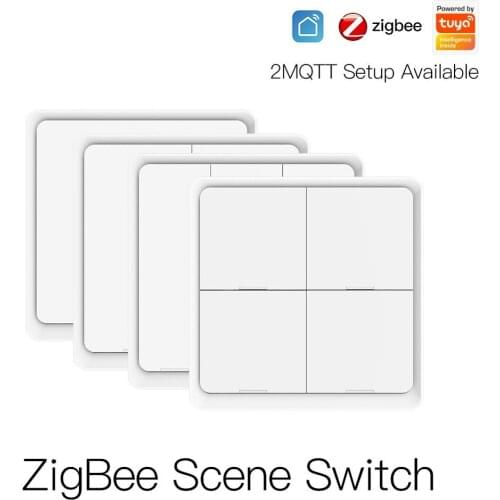 Wireless 4 Gang Tuya ZigBee 12 Scene Switch Push Button Controller Battery Powered Automation Scenario for Intelligent Devices
