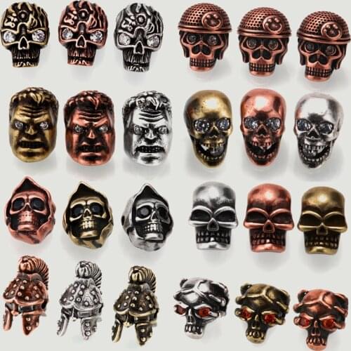 DIY skull beads Micro Pave CZ Bead Clear Cubic Zirconia Antique Copper beads for making jewelry diy Bracelet paracord Bead