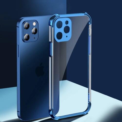 Luxury Electroplating Frame Anti-fall phone case For iPhone 12 Pro MAX XS XR X 7 8 Plus Transparent Cover For iphone 11 Pro Max