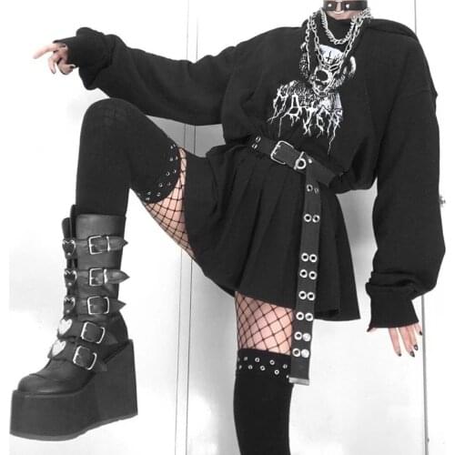 Oversized Gothic Hoodie Horror Bear Print Black Vintage Hip hop Streetwear Y2K Clothes Korea Long Sleeve Harajuku Fun Sweatshirt