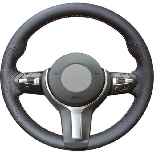 Black Genuine Leather Car Steering Wheel Covers for BMW F87 M2 F80 M3 F82 M4 M5 F12 F13 M6 F85 X5 M F86 X6 F33 F30 M Sport