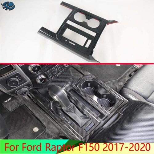 For Ford Raptor F150 2017-2020 Carbon Fiber Style Gear Shift Panel Center Console Cover Trim Frame Car Styling Sticker