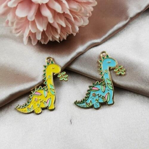 10pcs/pack Lovely Dinosaur Enamel Metal Charms Animal Jewelry Accessories Earring Pendant Bracelet Necklace Charms Zinc Alloy