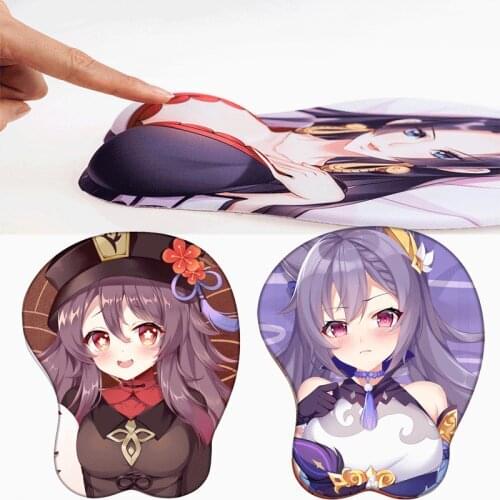 Genshin Impact Keqing Cosplay Anime Mouse Pad 3d Sexy Wrist Rest Playmat Silicone Mousepad for Laptop PC