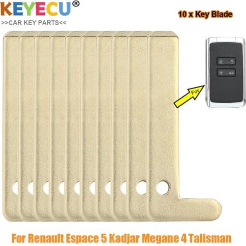 KEYECU 10 Pieces Smart Keyless Car Key Uncut Insert Emergency Blade for Renault Espace 5, Megane 4, Talisman 2016 2017 2018 2019