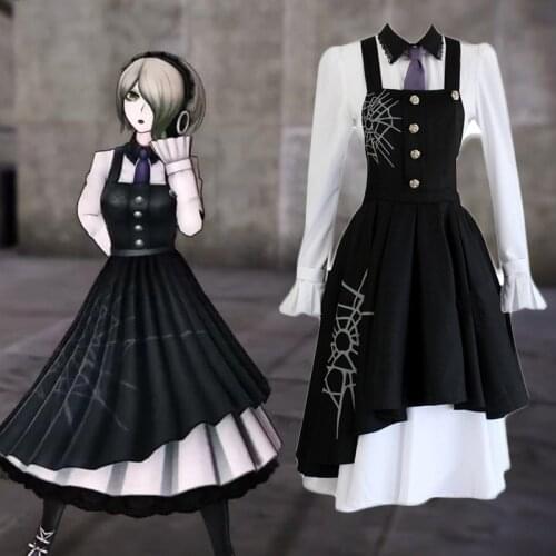 Anime Danganronpa V3: Killing Harmony Kirumi Tojo Cosplay Costume Wig Halloween Carnival Maid Dress School Uniform Sets C180K242