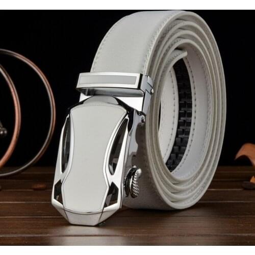 LGFD423 men 160cm white color split leather genuine leather belt car buckle cowhide leather belt