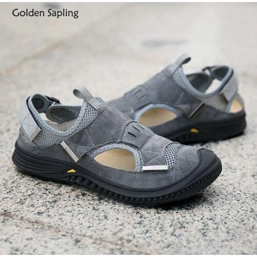 Golden Sapling Summer Shoes Men Breathable Loafers Genuine Leather Mens Casual Shoes Lightweight Flats Leisure Driving Shoes