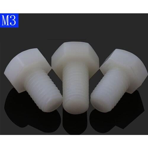 M3 x 0.5 White Plastic Nylon External hex Black Plastic Nylon Hexagon Head Cap Set Screws bolts DIN 933