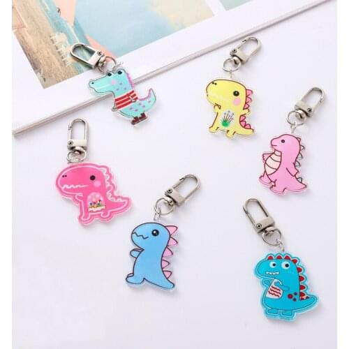 Cartoon Cute Chubby Dinosaur Keyring Trinket Schoolbag Decor Pendant Woman Charms Keychain Kids Toy Birthday Party Gift