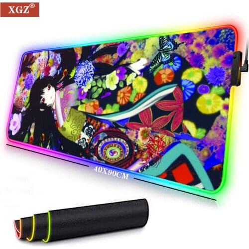 Cartoon Cute Rgb Mouse Pad XXL Computer Keyboard Carpet Pad Game Accessories LED PC Connection Pad USB Gaming Table Mouse Pad