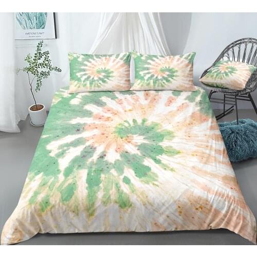 Tie Dye Bedding Set Green Orange Bed Linen Kids Girls Boys Duvet Cover Set Tie Dye Home Textiles Adults Microfiber Bedclothes