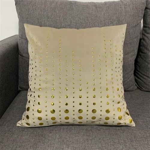 Shiny Gold Metal Spots Cushion Cover Home Decorative Square Pillowcase From Factory Deep Beige