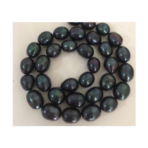 10-11mm tahitian black green baroque pearl necklace 18inch