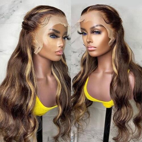 Highlight Wig Brazilian Body Wave Wig Lace Front Human Hair Wigs Honey Blonde Wig Remy Hair Ombre Lace Frontal Wig For Women