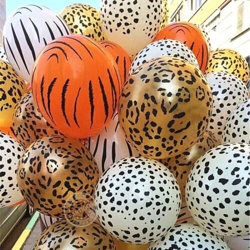 10pcs/lot 12inch 3.2g Animal Latex Balloons Tiger Zebra Dog Leopard Birthday Theme Party Balls Helium inflatable Globos Kid Gift