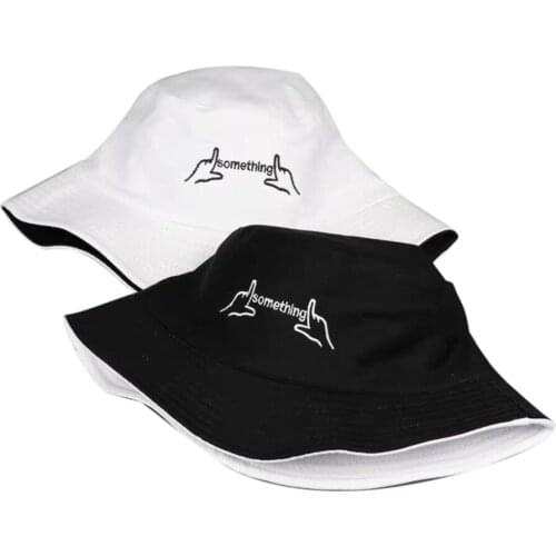 2021 Spring Neutral Bucket fishing Hats Sunscreen sun cap Smiley Double-sided wear Spring lady fisherman hat Black White