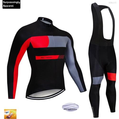 Racing TEAM Winter 2019 Thermal Fleece Cycling Jersey Bike Pants Set Mens 16D Pads Ropa Ciclismo Cycling Wear Maillot Culotte