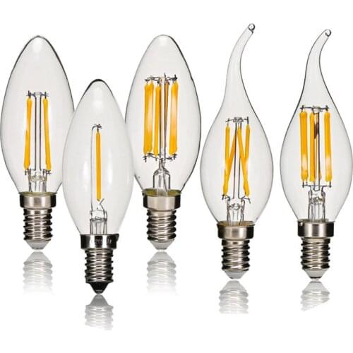 Super Bright E14 LED Bulb AC220 4W 8W 12W Filament Candle Light C35 C35L Edison Bulb Retro Antique Vintage Style Cold Warm White