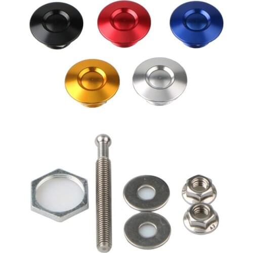 Universal 30mm/1.25" Push Button Billet Hood Pins Lock Clip Kit Engine Bonnets Lock Aluminum Car Quick Latch