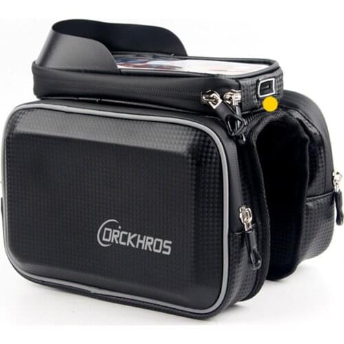 Bicycle Bag PU EVA Hard Shell Waterproof Front Frame MTB Road Bike Cycling Touch Screen Top Tube Phone Pouch with Cable Hole