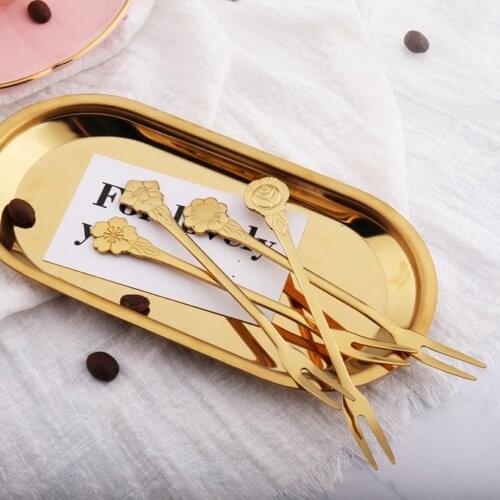 Hot-selling creative stainless steel fruit fork cherry fork sign tableware Korea Children eat fruit fork creative fruit tooth