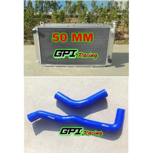 High-perf aluminum radiator for Nissan GQ PATROL Y60 4.2L Petrol MT TB42S TB42E + blue hose
