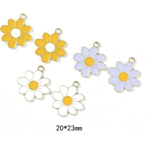 10pcs Enamel Daisy Flower Charms for Necklaces Pendants Earrings DIY Colorful Mini Charms Handmade Jewelry Finding Making
