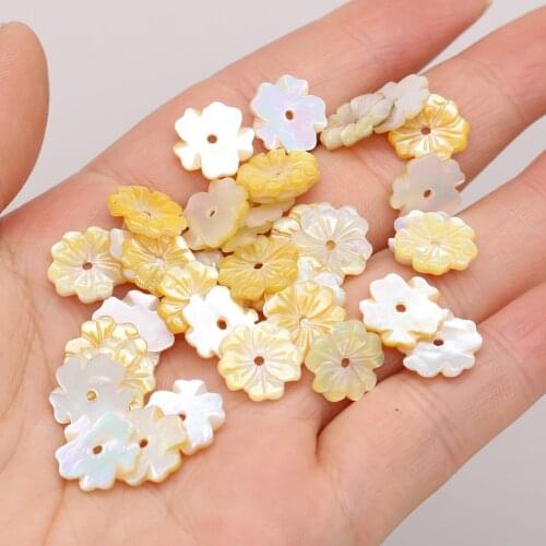 10pcs Exquisite Yellow Shell Beads Natural Freshwater Shell Loose Beads for Making Jewelry Necklace Accessories Size 12x12mm