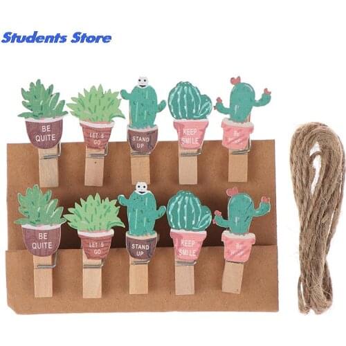 10pcs/lot Mini Memo Paper Clips Cute Plant Wood Clip Set Small Craft Photo Pegs Wooden Paper Clips Kawaii Stationery