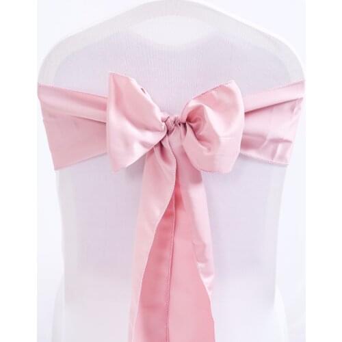 Marious Blush pink 100PCS 17x275cm Premium Satin Chair Cover Sash Bow Wedding Party Banquet Decor Chair Sashes Free Shipping