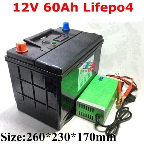 12.8V 12V 60AH lifepo4 battery not 12v 80ah BMS 4S for backup power inverter RV boat inverter Xenon light +10A Charger