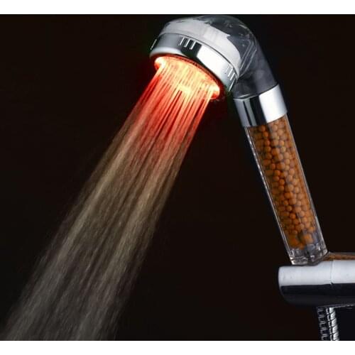 3 Color LED Anion Shower Changing Shower Head Temperature Control Pressurized Water - Saving Glow Light Filter