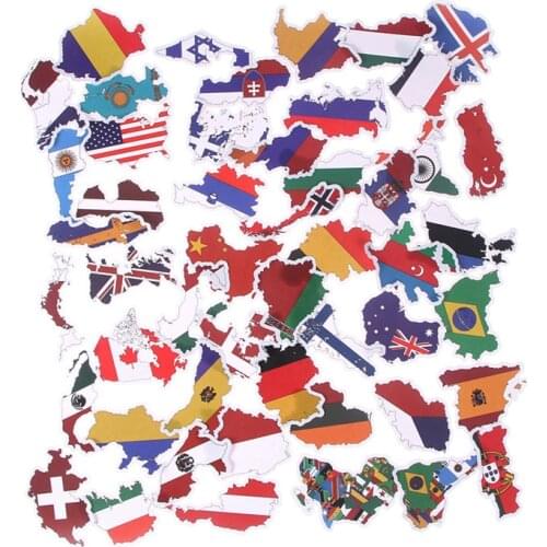 50 Pcs Novelty National Flags Stickers Popular Countries Map Sticker For Travel Suitcase Laptop Decor School Supplies Stationery